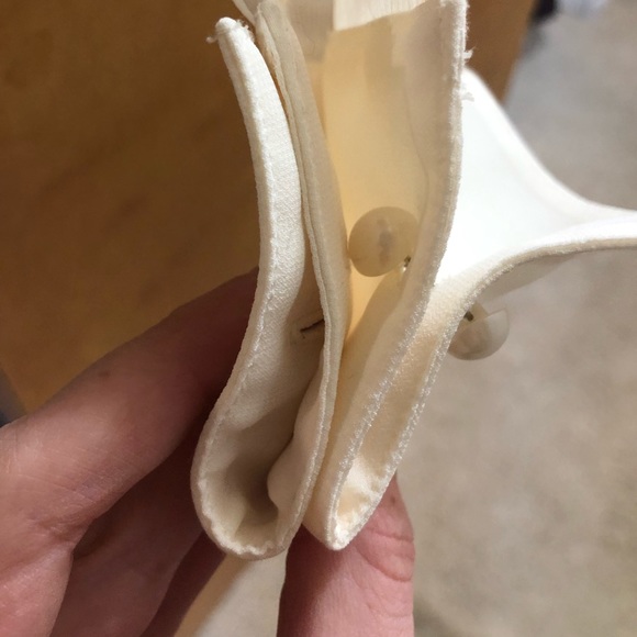 Vintage Cream Sheer Blouse with Pearl Buttons - Picture 6 of 10